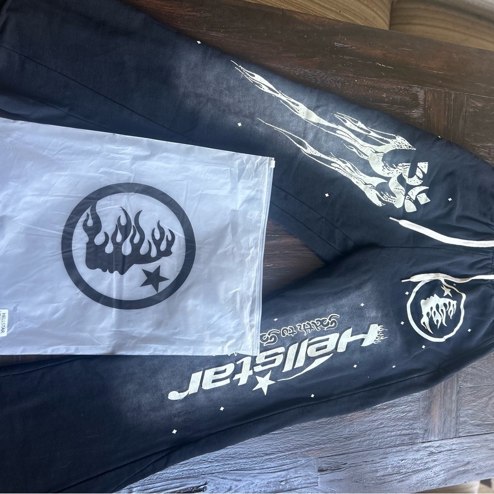 Black and White Hellstar Graphic Pants